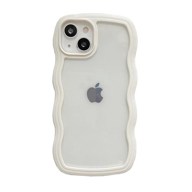 (White) Case for iPhone 13, Curly Simple Wave Aesthetic Cute Women's Case, Cute Clear Phone Case, Protective Shockproof Soft Silicone Case for iPhone 13