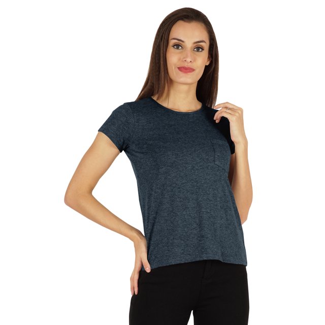 Inkmeso T-Shirt Basique à Manches Courtes pour Femmes Poche Patchwork Décontracté Été