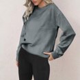 thumbnail image 3 of ManxiVoo Women's Everyday Round Neck Long Sleeve Sweatshirt Cozy Fall and Winter Casual Wear L Size Navy, 3 of 10