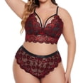 thumbnail image 3 of Conjuntos de lencería de talla grande para mujer, sujetadores y bragas de tirantes con adorno Floral de encaje Sexy, ropa interior fina de verano Fridja  nalpqowj38580, 3 of 4