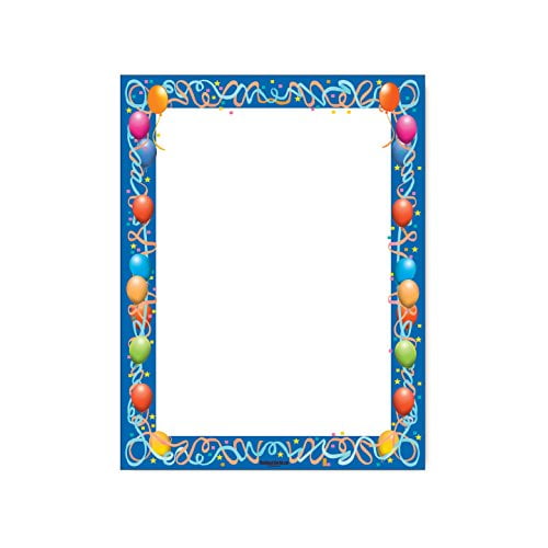 Balloon Border Stationery - 8.5 x 11 - 60 Letterhead Sheets - Party ...