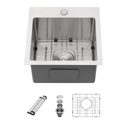 Kichae Bar Sink 15 inch Stainless Steel Prep Bar Sink