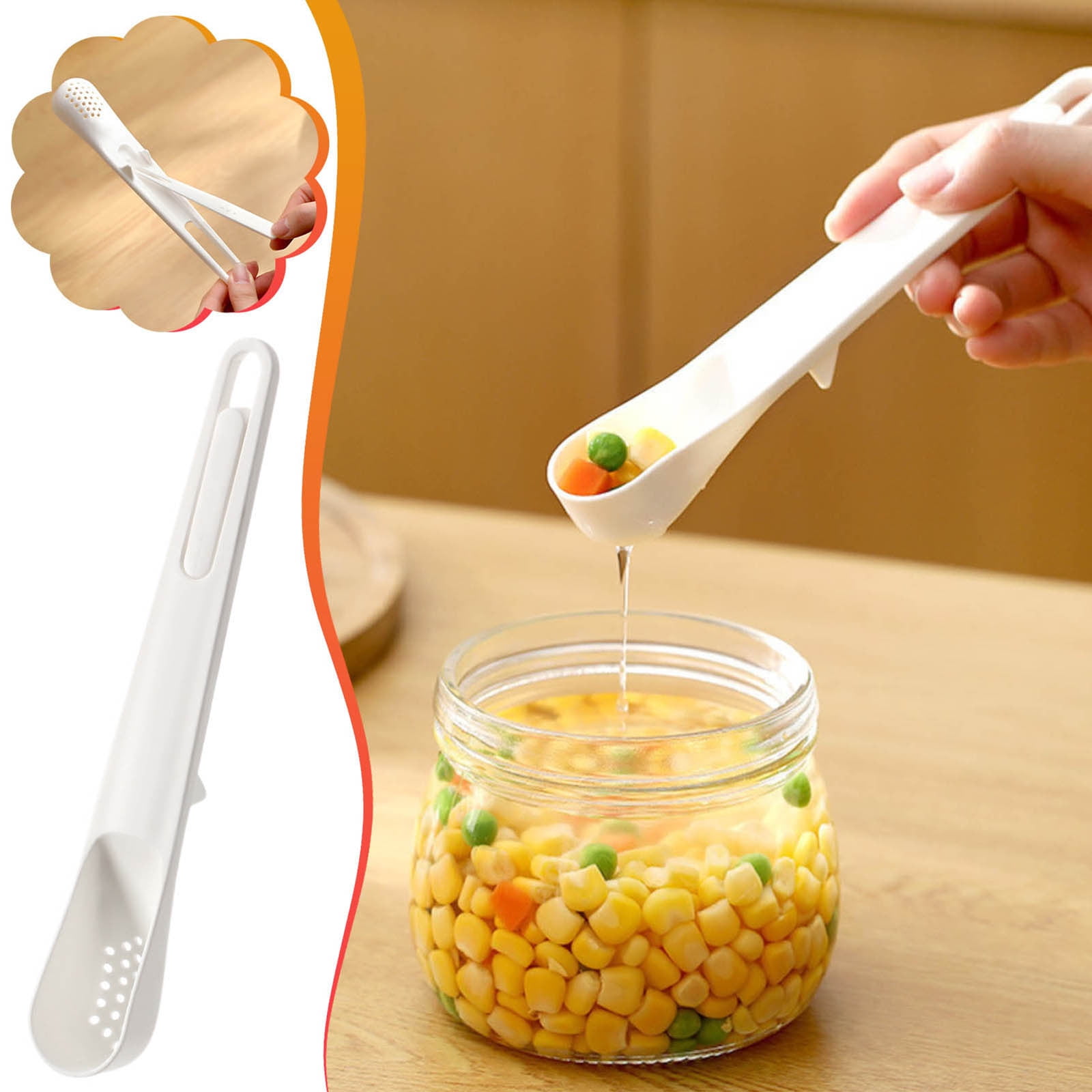 2023 Summer Savings Clearance! WJSXC Home and Kitchen Gadgets,Multifunctional  Can Opener Kitchen Cooking Spoon Can Opener Bag Clip Food Grade Small  Colander Filter Mesh Spoon White 