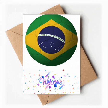 Brazil National Flag Soccer Football Welcome Back Greeting Cards Envelopes Blank