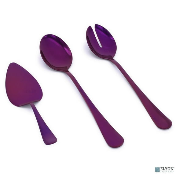 Elyon Tableware® 3-Piece Reflective Purple Stainless Steel Serving Sets