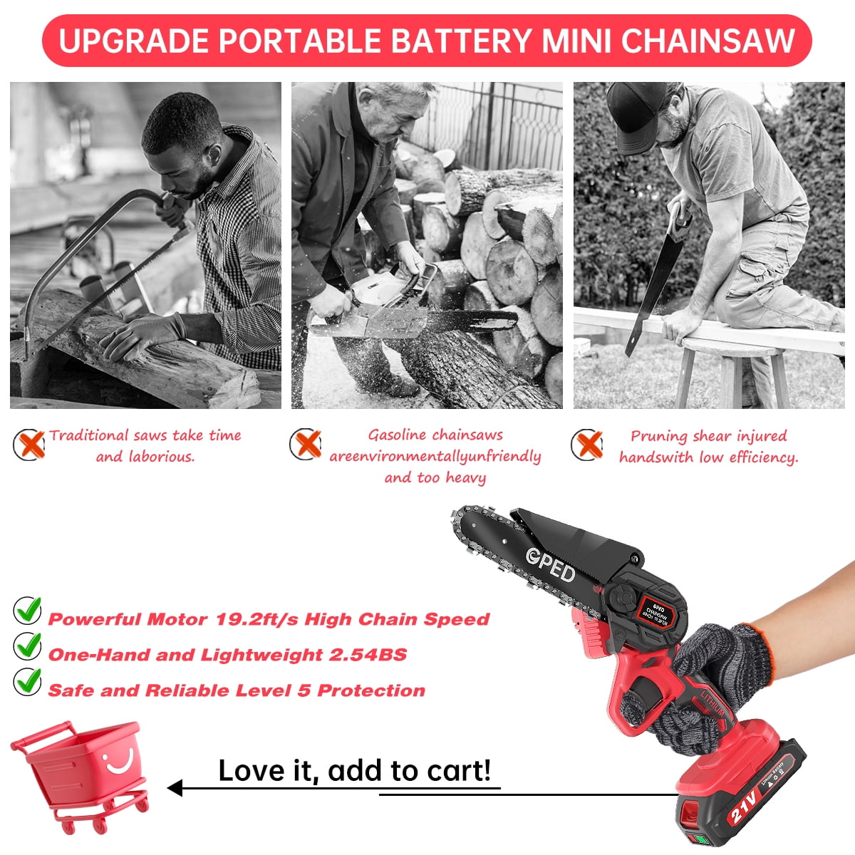 Mini Chainsaw 6-Inch with 2 Battery, Cordless power chain saws with  Security Lock, Handheld Small Chainsaw for Wood Cutting Tree Trimming –  Home Accessories