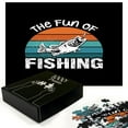 thumbnail image 2 of Ambesonne Fishing Theme Jigsaw Puzzle Durable Cardboard, Fun Hobby Retro Style, 1000 pcs, Teal Orange Charcoal Grey, 2 of 5