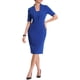 thumbnail image 2 of Vestido de mujer de corte ajustado INSPIRE CHIC para el Día de la Madre, con cuello en V y mangas cortas, vestido midi bodycon para el trabajo, azul real 2XL, 2 of 6