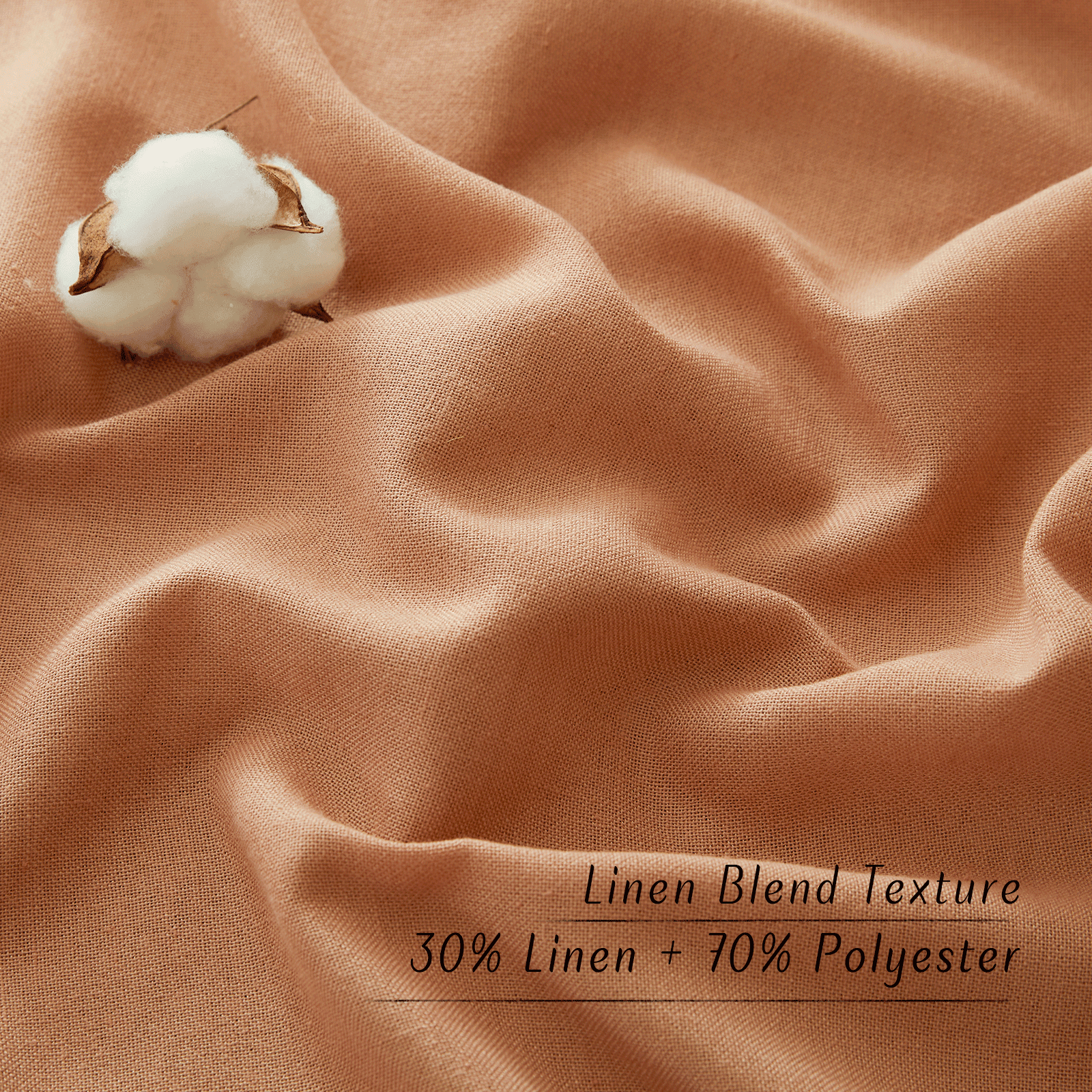 NICETOWN Linen Curtains for Bedroom, Semi Sheer Thick Linen Drapes Light Filtering Privacy Protection Grommet Living Room Curtain Panels, Burnt Orange, 55"x96", 2 Panels