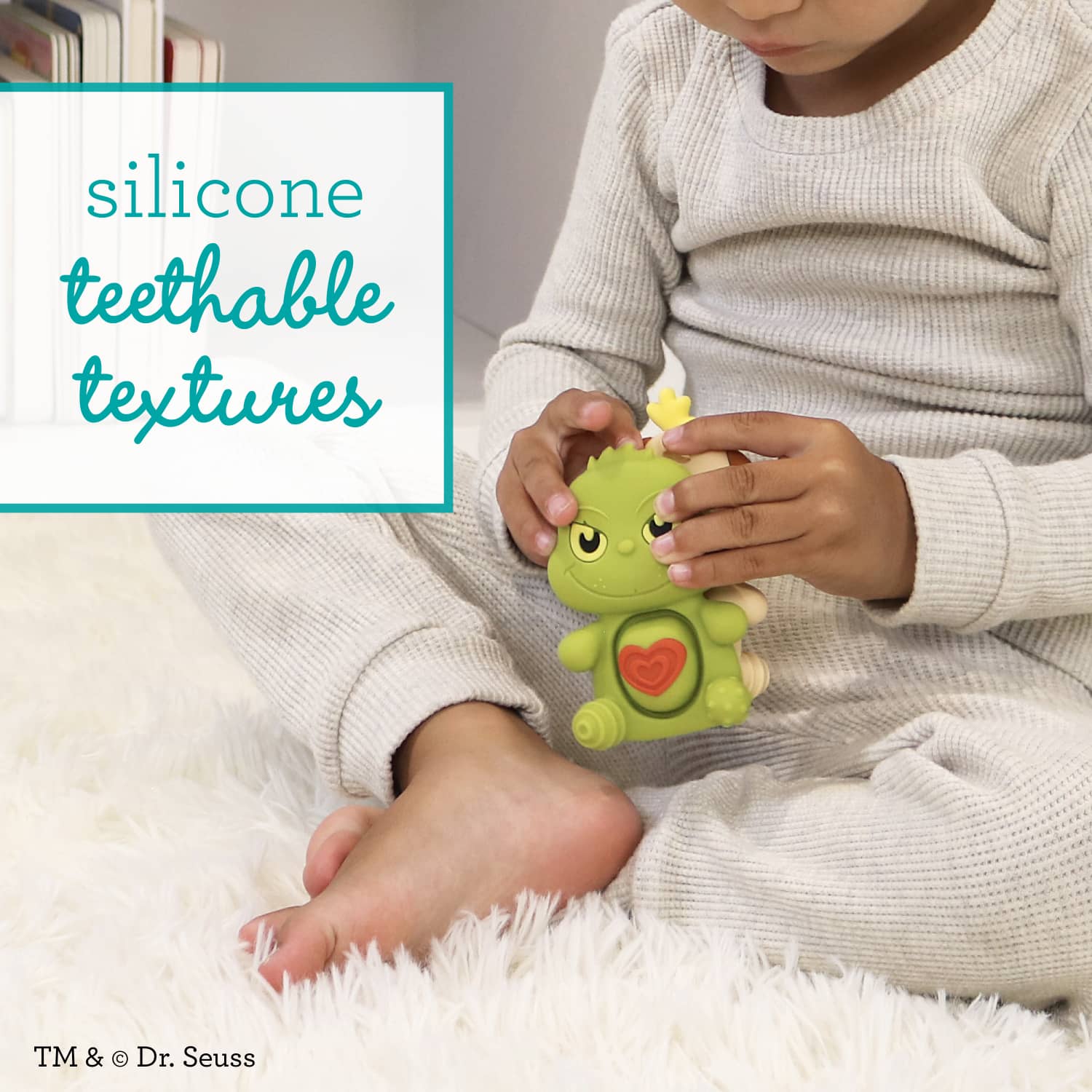 Infantino Teethimal Pop Pals Holiday Grinch & Max, Premium Silicone Teether Toys with Popping Bellies for Babies & Toddlers