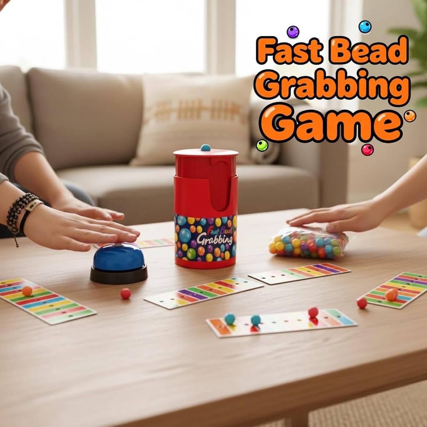 Jeu Fast Bead Grabbing - Capture De Perles Rapide, Bingo De Couleurs - Pour 2 à 4 Joueurs, Adultes Et Enfants - 5
