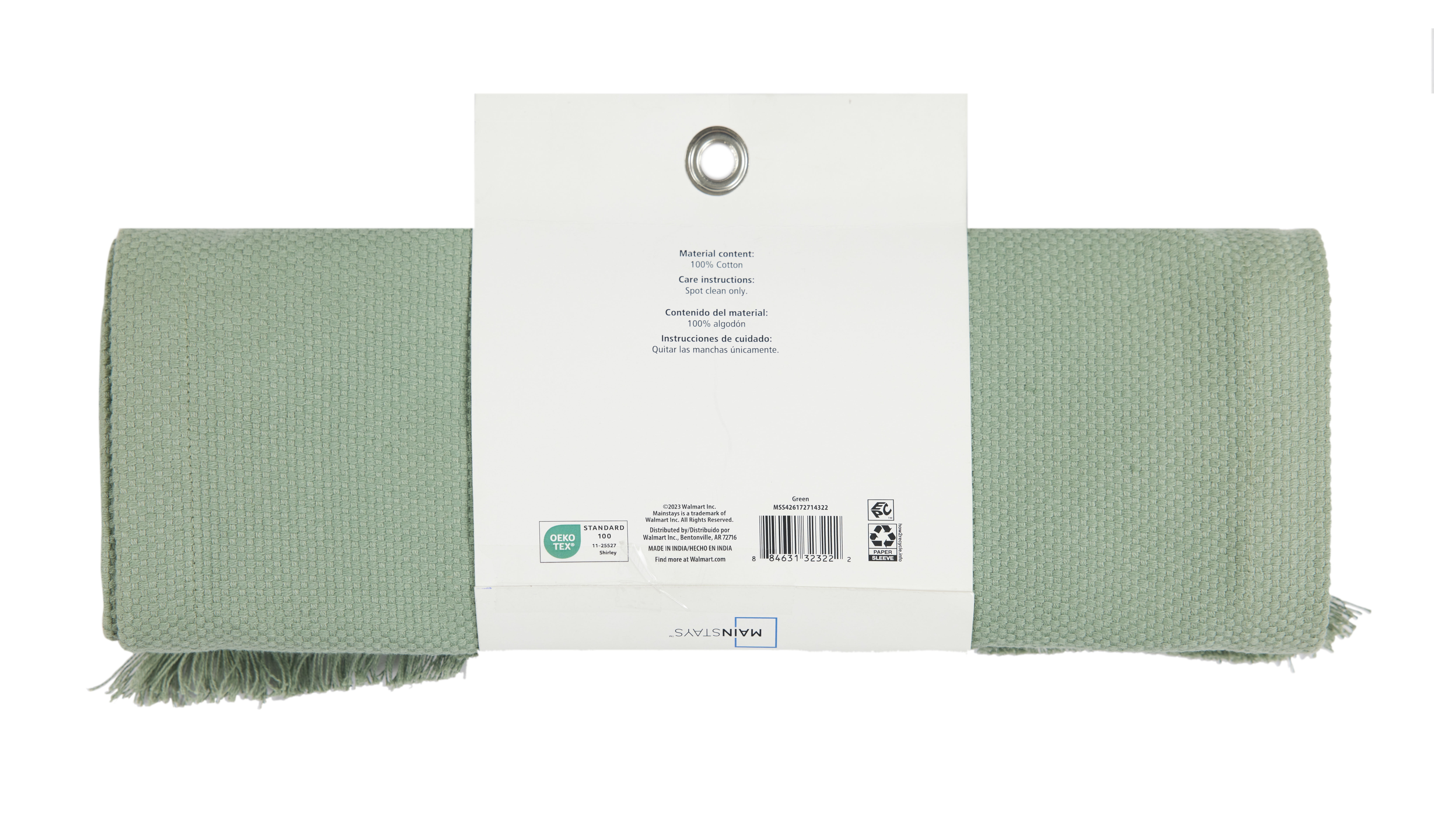 Mainstays 14" x 72" Global Woven Green Cotton Table Runner