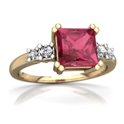 Pink Tourmaline Art Deco Ring in 14K Yellow Gold by