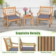 thumbnail image 6 of Costway 3 PCS Acacia Wood Patio Bistro Set Outdoor Chairs with Coffee Table for Porch Gray, 6 of 10