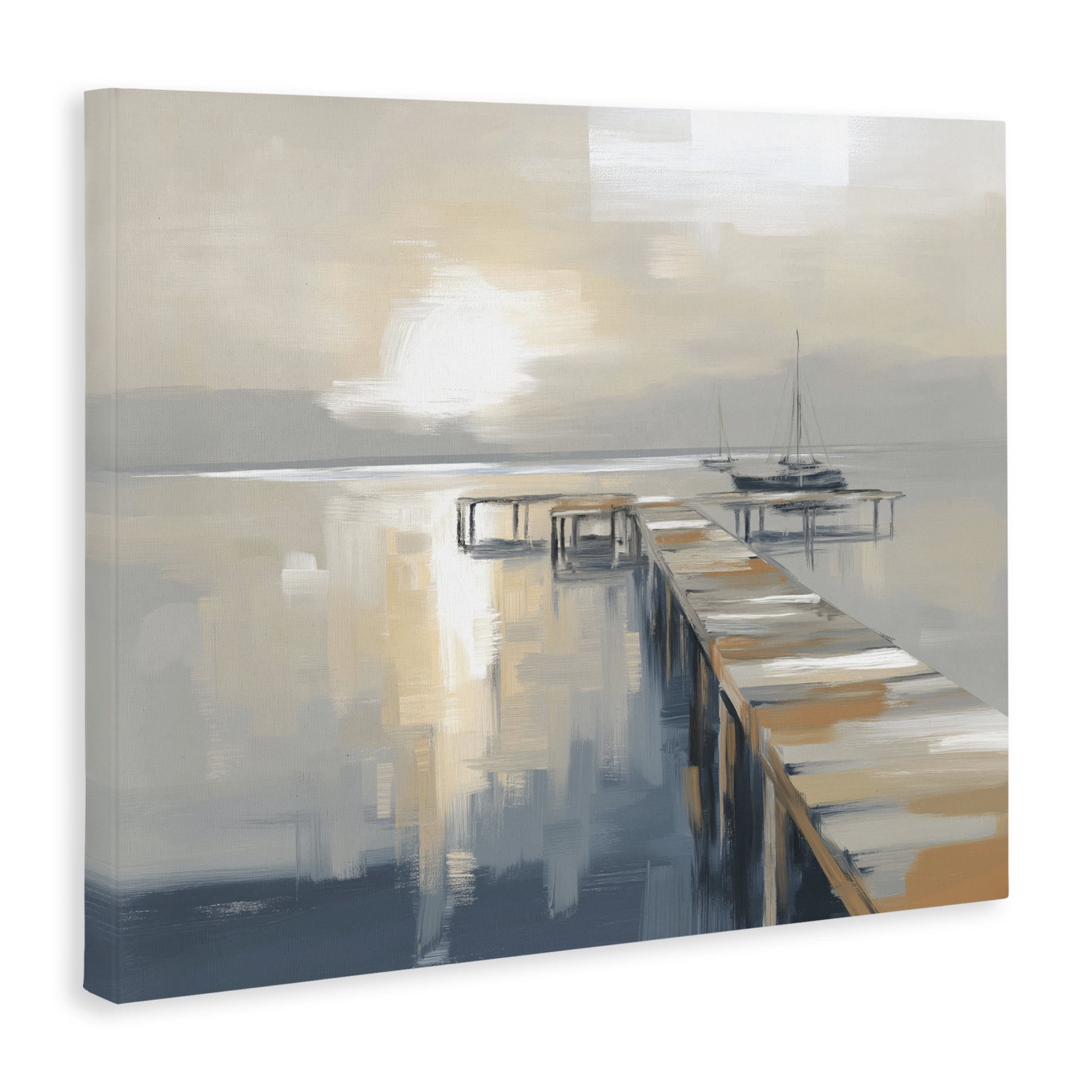 Stupell Industries Pier with Sailboat Seascape Canvas Wall Art, design by Kim Curinga