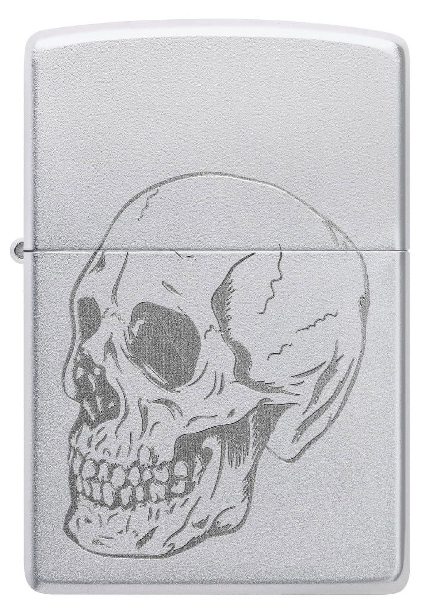 Zippo Pocket Lighter Subtle Skull Design Satin Chrome