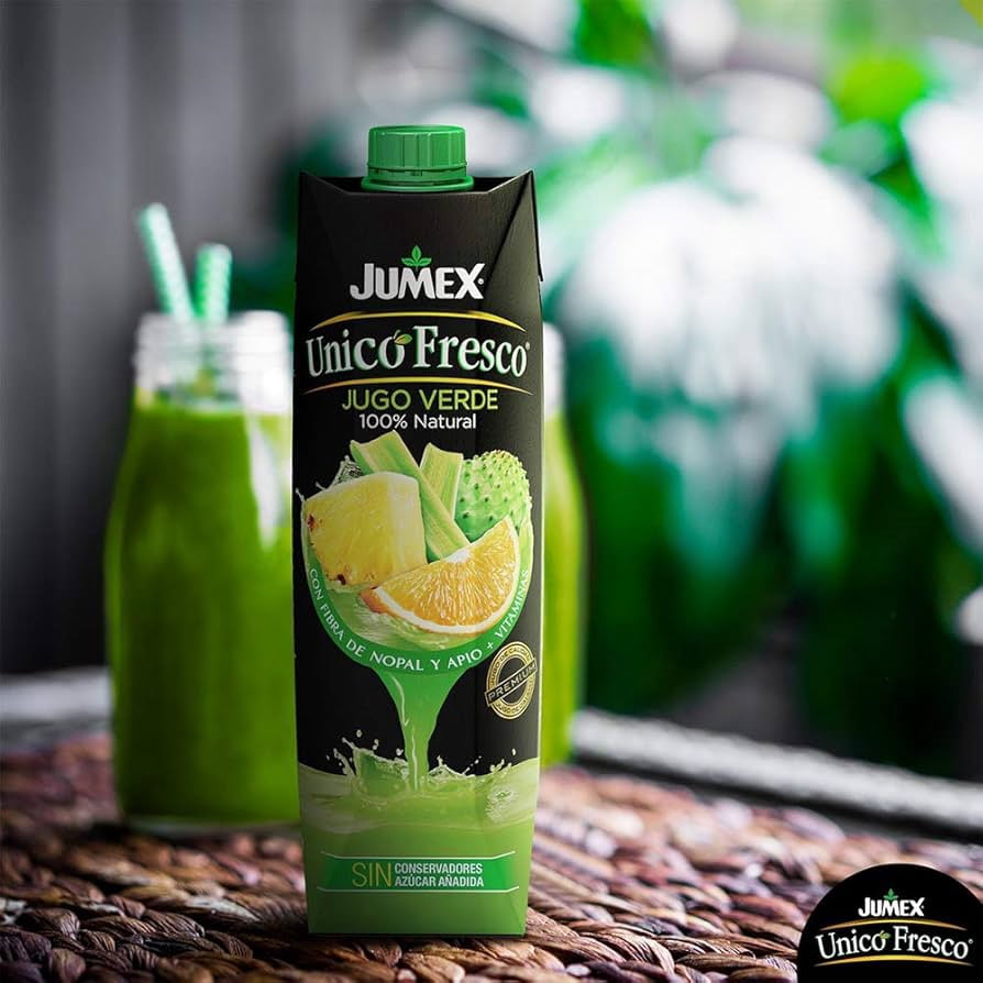 Jumex Unico Fresco Green Juice (Jugo Verde), Blend of Fruits & Vegetables, 960ml (32.4 fl oz) Bottles, 4 Pack
