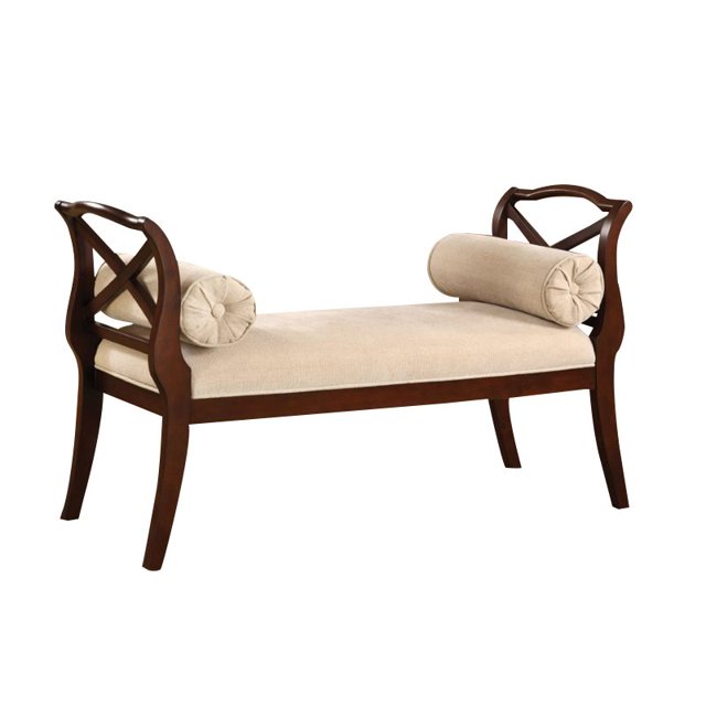 Bowery Hill Scrolled Arm Bedroom Bench in Dark Cherry