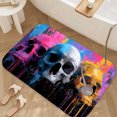 thumbnail image 3 of 1pc Three Skulls Pattern Absorbent Non-Slip Bathroom Thickened Flannel Rug Decor,Soft,Quick Drying,Suitable For Indoor/outdoor Use,Bathrooms,Bedrooms,Kitchens,Terrace,Laundry Rooms,16"x24", 3 of 9