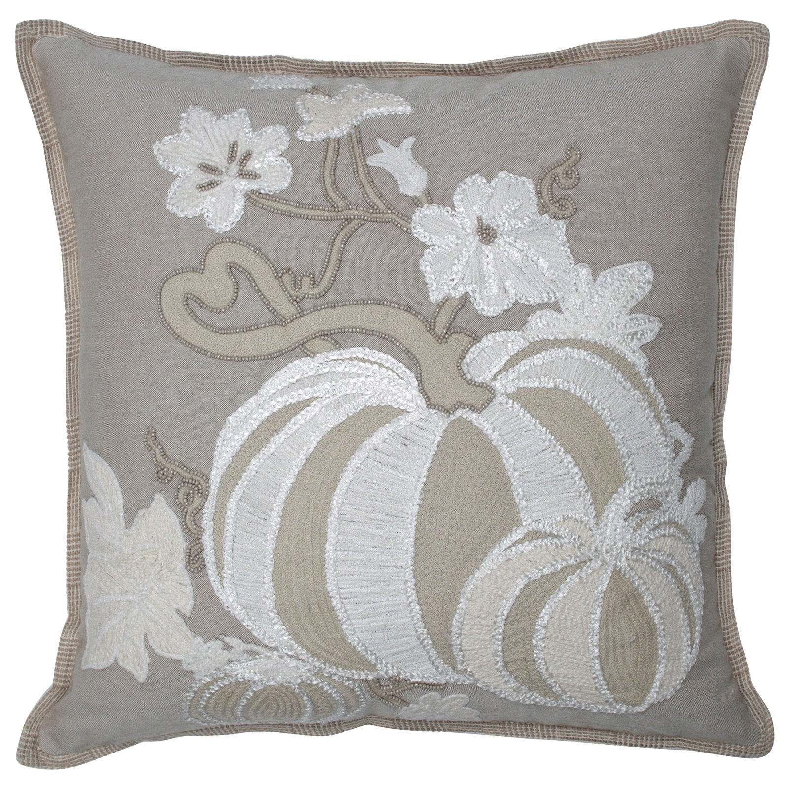 Pillow Perfect Harvest Pumpkins Decorative Beaded Pillow