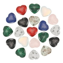 Uxcell 20 Pcs Natural Heart Shaped Crystal Stone, 0.8 Inch Mini Polished Love Gemstone Crystal, Pocket Rock Engraved Worry Stones for Women Gifts Meditation, Mix Color