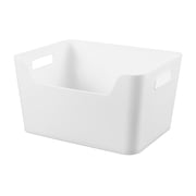 (8 pack) Mainstays Large Easy Access Bin, Open Plastic Storage Bin with Scoop Front, White