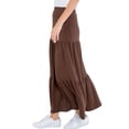 thumbnail image 3 of Pastel by Vivienne Women's Solid Tiered Maxi Skirt Plus Size Brown X-Large, 3 of 4
