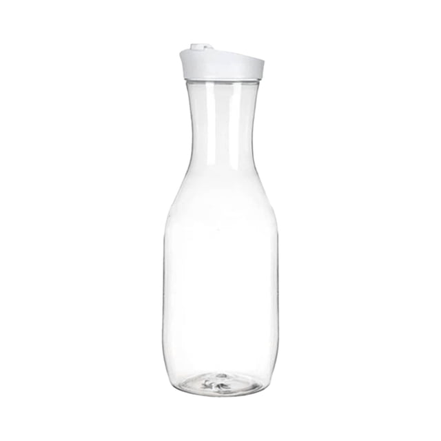 SLYNSHome Water Carafe with Flip Top Lid,Square Base Juice Containers Clear Plastic Pitcher for Water,Iced Tea,Beverage,Cold Brew