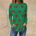thumbnail image 2 of FAIWAD Tunique à Cœur pour Femmes Manches Longues Col Rond T-Shirts Tendance Grande Taille Chandail Tops, 2 of 5