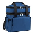 thumbnail image 1 of Bolsa térmica de 2 niveles con correa ajustable, gran capacidad, para alimentos fríos y calientes azul oscuro, 1 of 9