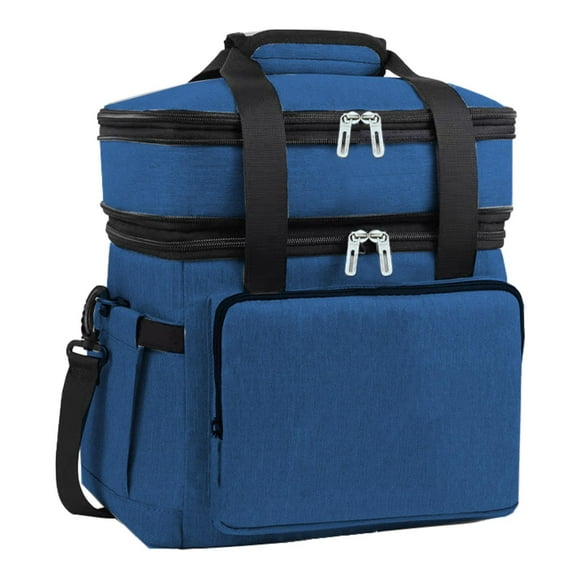 Bolsa de enfriador aislado Bolsa térmica portátil impermeable al agua multifuncional doble capa expandible para excursionistas para viajes de día de azul oscuro