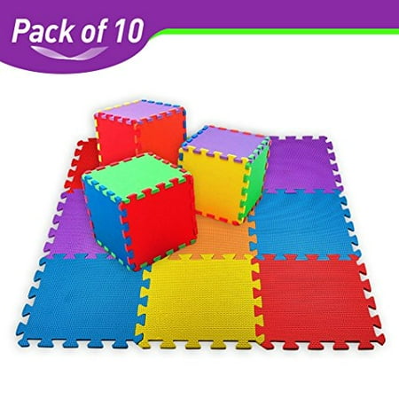 Creative Time Floor Mat 10 Tile Multi Color Exercise Mat Solid