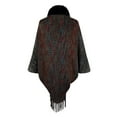 thumbnail image 3 of Duoif Womens Shawls, Fall Winter Striped Fringed Cape Furry Collar Knit Shawl Wraps for Women Black, 3 of 3