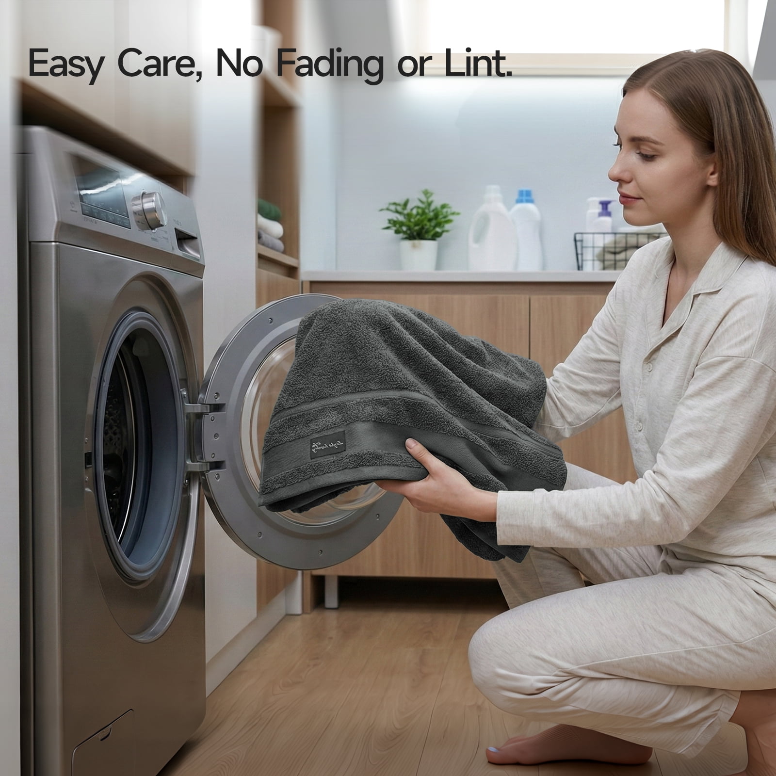 REDKISS 100% Cotton Bath Towels Set 2 Pack, 31x63 760GSM Luxury Dark Gray Towels. Shower Towels for Bathroom, Hotel Quality Toallas Para Baño.