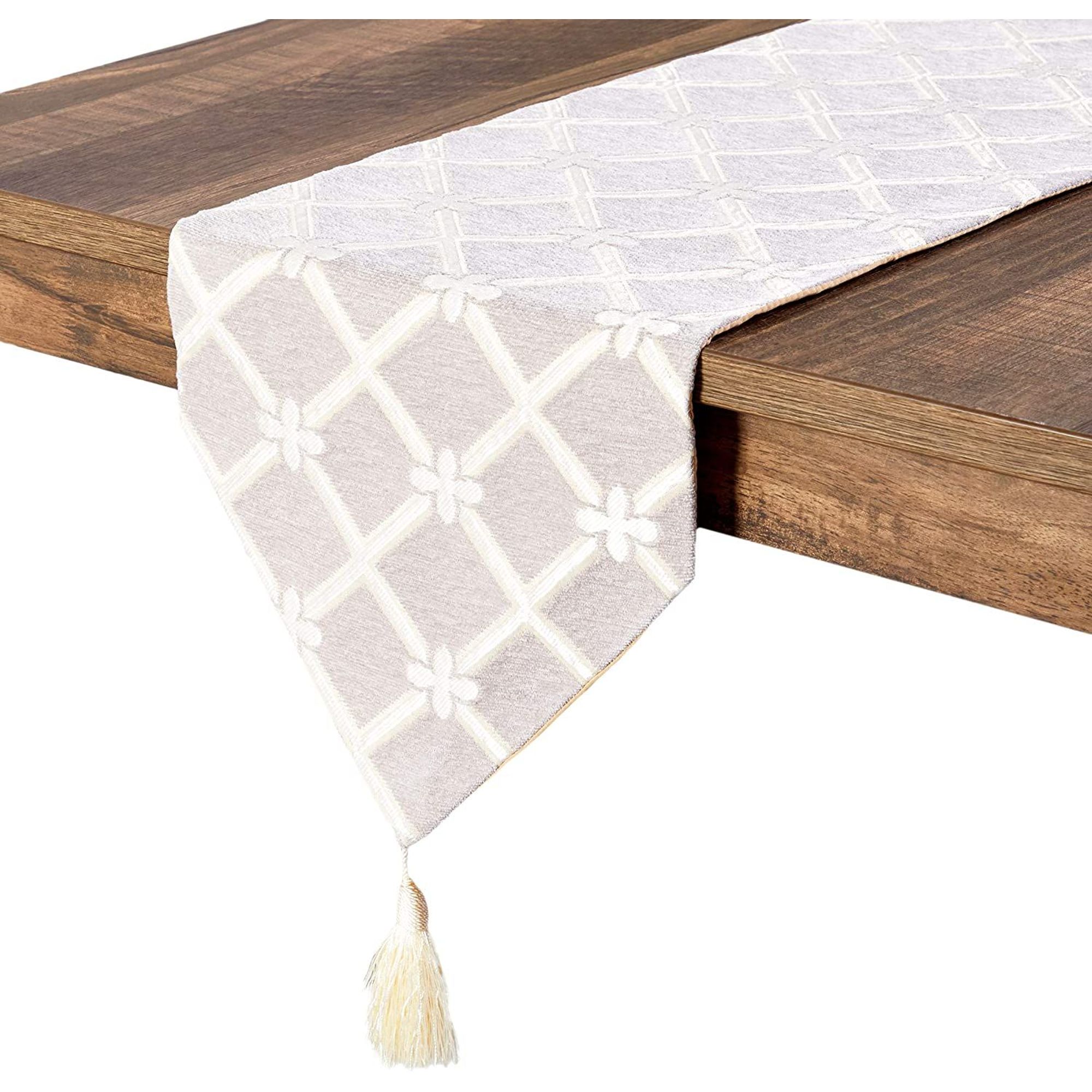 Juvale Woven Trellis Dining Table Runner Linens Scarf with Tassels, 12