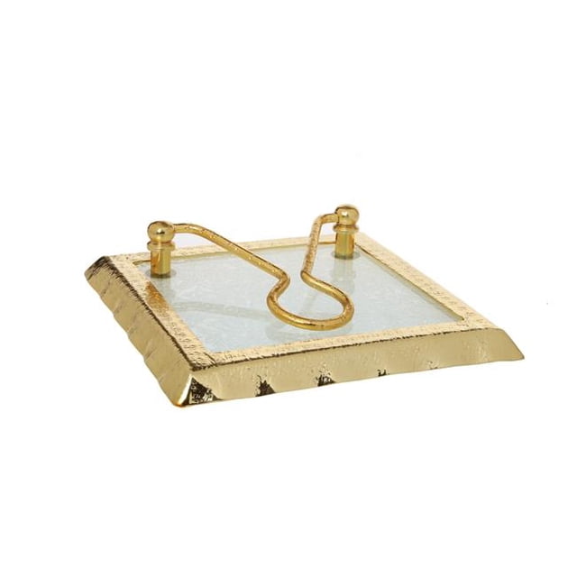 Classic Touch MGN035 Napkin Holder with Gold Rim - 7.75 x 7.75 x 2.25 in.