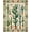 Green Terracotta Ivory, Pattern 2, variant on Design&I 8'x10' Washable Area Rug Plant Vintage Botanical Blooms Scroll Motif Abstract Southwestern for King Size Bedroom, Under Bed, Sleek Flatweave Pet Friendly