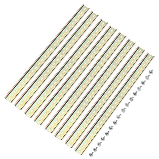 Unique Bargains DIN Rail Slotted Iron Mounting Guide 20 Inch x 1.4 Inch x 0.3 Inch Iridescent 8 Pcs