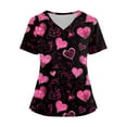 thumbnail image 2 of Women's Valentine's Day Scrub Top Cute Love Heart Printed V-Neck Short Sleeve Scrub Top 2026 Valentine's Day Split Hem Medical Plus Size Scrub T Shirts, 2 of 4
