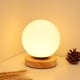 thumbnail image 1 of Lámpara de mesa de madera, lámpara de mesa decorativa E27, lámpara de noche, iluminación nocturna, lámpara de escritorio de vidrio de forma redonda, para dormitorio, mesita de noche, habitación de, 1 of 5