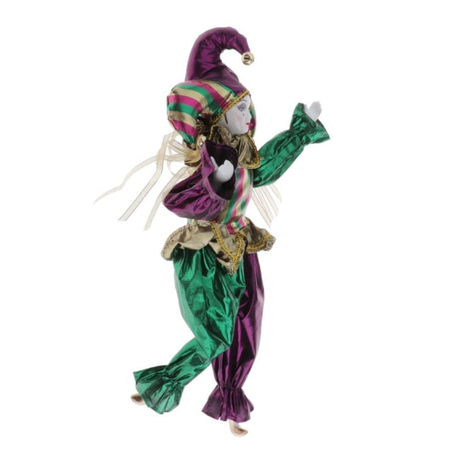 Vogacara 42cm Pocerlain Clown Dolls Home Desk Display Ornaments Muñecas y casas de muñecas Multicolor