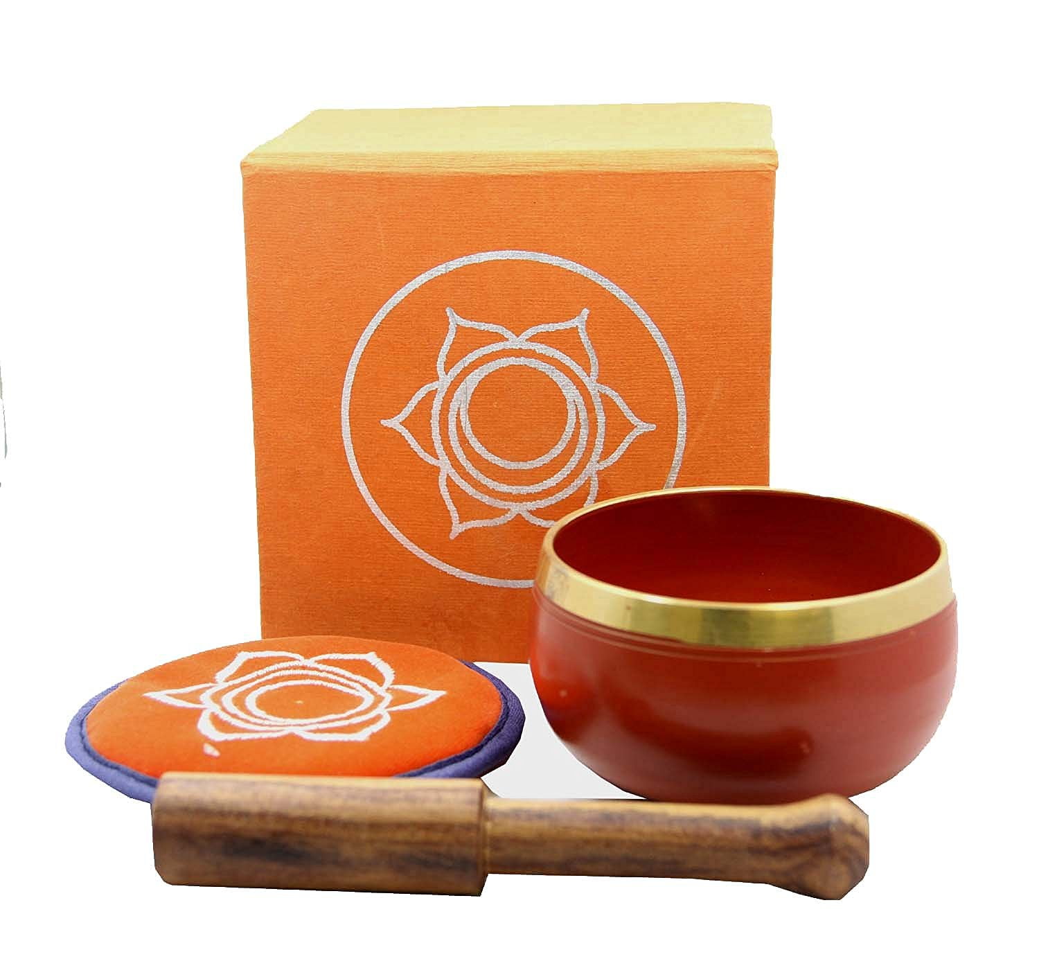 Tibetan Palm Size Sacral Chakra Premium Singing Bowl Gift Set