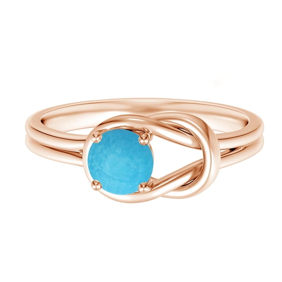 Solid 925 Sterling Silver Round 0.50 Ctw Turquoise Rose Plated Stackable Women Ring GIFT FOR HER