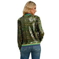 thumbnail image 4 of Outfmvch mardi gras jacket mardi gras sequin top mardi gras jackets for women workout tops for women Spring And Autumn Women's Long Sleeve Sequined Long Sleeve Cardigan Jacket Top Army Green S, 4 of 9