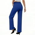 thumbnail image 6 of Bloomae Women's Yoga Dress Pants Stretchy Casual Slacks Straight Leg Work Business Pants with Pockets Elastic High Waist Trousers Blue XL, 6 of 9