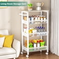 thumbnail image 2 of Utility Slim Storage Cart, 4 Tier Small Rolling Kitchen Laundry Room Cart with Wood Top, Metal Bathroom Storage Cabinet Mobile Shelf Unit Organizer Trolley with Handle for Narrow Space, 2 of 8