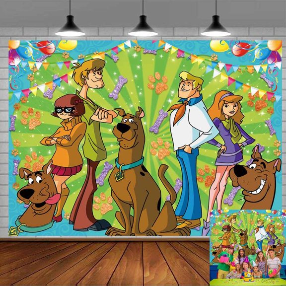 SCUBY Backdrop Banner Party Supplies Poster Movie Theme Background for Photography Kids Birthday Decorations
