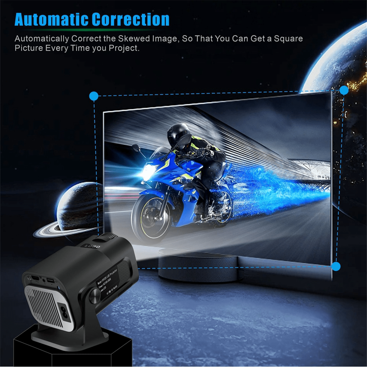 HY320 Mini Native 720P Android 11 Projector 200ANSI Wifi6 BT5.0 Cinema Outdoor Portable 180° Rotable Projector,US Plug