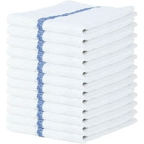 Soft Textiles 24 Pack of Bar Mop Towels - 16x19 Inches, 100% Cotton, Towels for Kitchen and Bar Cleaning - Multi-Purpose Super Absorbent Rags for Home (Blue Stripe)