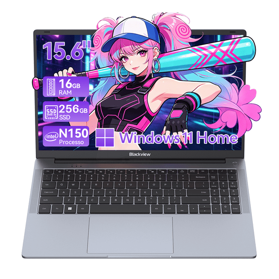 Blackview 2026 Win 11 Laptop Computers, 15.6” Laptops for Business Office Student(16GB RAM 256GB SSD), Intel N150 Quad-Core N150, 1080FHD IPS TÜV Screen, 100W Type-C Fast Charge, 4K HDMI